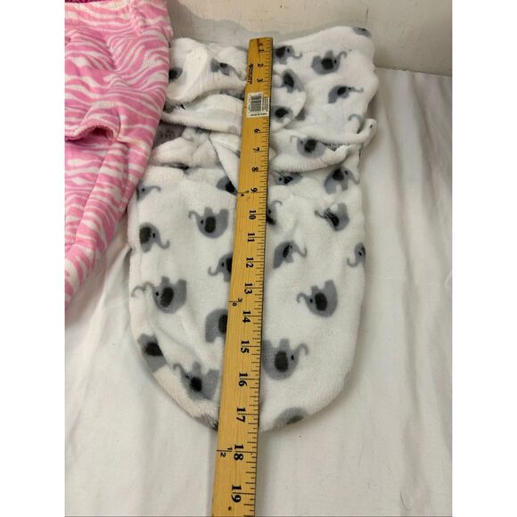 2 Girls swaddle pink gray elephants fleece lot infant baby - Picture 4 of 5